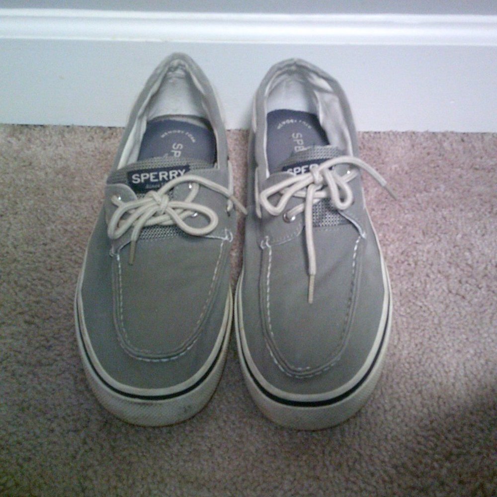Mens Sperry Light Gray Boat Shoes